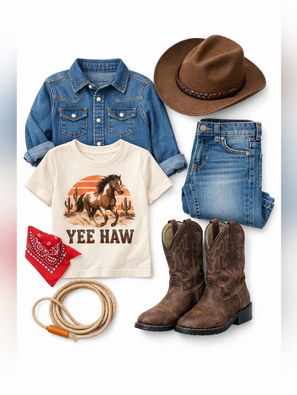 Classic Brown Kids' Western Ranch Boots - Picture 7 of 7